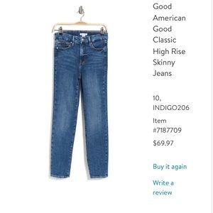 NWT Good American Good Classic High rise Skinny Jeans